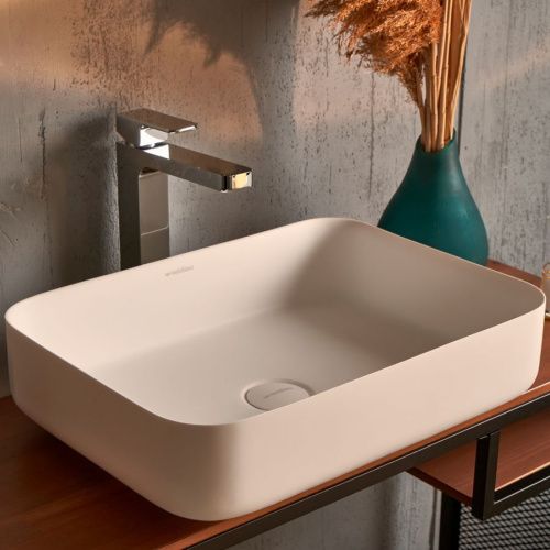 Раковина из искусственного камня MonteBianco Loreto lungo 495 12017 50х40 накладная цвет белый без отверстий под смеситель - фото 2