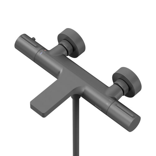 Смеситель для ванны и душа Sancos Etna SC9006GG настенный вороненая сталь с термостатом - фото 2