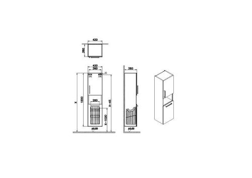 Шкаф-пенал Vitra Root 68013 40х160 подвесной цвет коричневый - фото 2