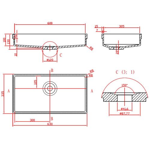 Раковина из искусственного камня MonteBianco Castello Due 12124 60х30 встраиваемая цвет белый без отверстий под смеситель - фото 5