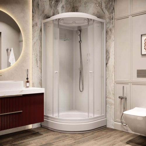 Душевая кабина Parly Bianco BM101 100х100 четверть круга с крышей - фото 3