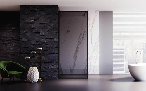 Душевая перегородка Veconi Korato KR81BT-120-05-C4 120х200 стекло тонированное профиль черный