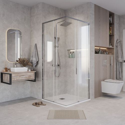 Душевая дверь Grossman Galaxy 1/2.K33.01.10.10.00 100х195 стекло прозрачное профиль хром - фото 3