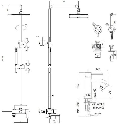 Душевая стойка Paffoni Light KITZCOL632NO71 настенная цвет черный - фото 5