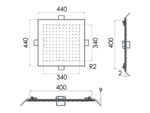 Верхний душ Remer X Style Inox SS357EFS44 45х45 нержавеющая сталь - фото 2