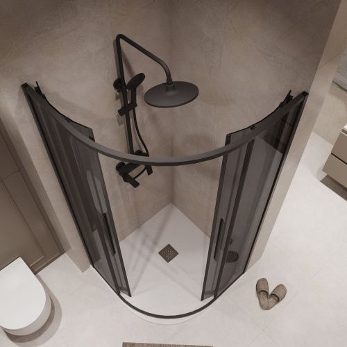 Душевой уголок Niagara Nova NG-2827-34BLACK 100х100 стекло тонированное профиль черный без поддона - фото 5