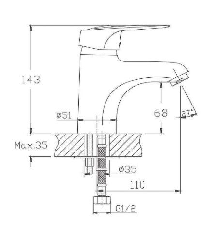Смеситель Haiba HB04 HB1004 на раковину хром - фото 3