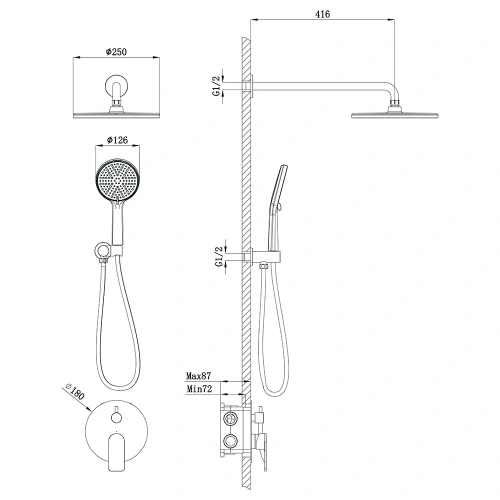 Душевая система Veconi LICATA LI-400-C-C4 встраиваемая в стену цвет хром - фото 4