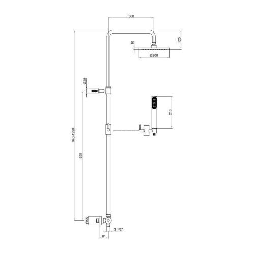 Душевая стойка Webert EL980507345METAL настенная цвет никель с термостатом - фото 3