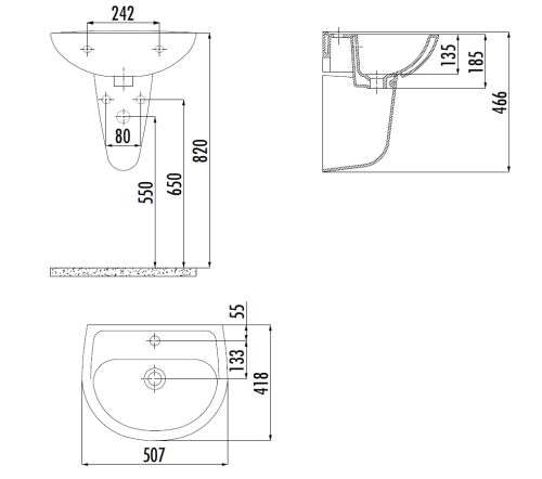 Раковина из сантехнического фарфора Creavit Oval TP150-00CB00E-0000 50х40 подвесная цвет белый - фото 2