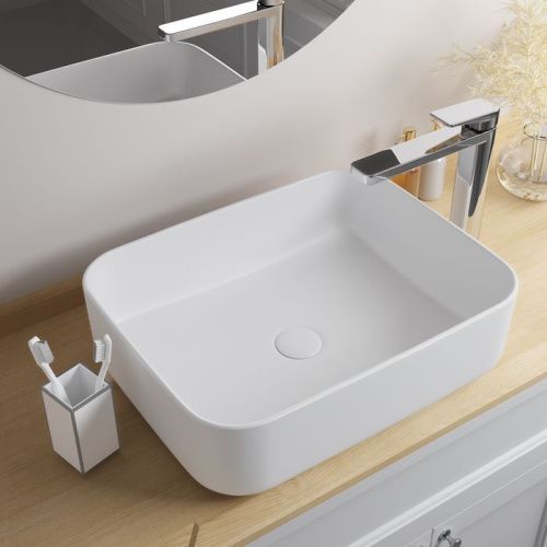 Раковина из сантехнического фарфора Iddis Bridge BRIWM05i27 50х40 накладная цвет белый без отверстий под смеситель - фото 5