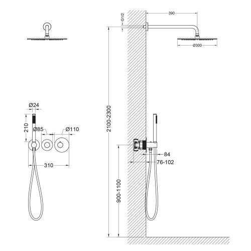 Душевая система Timo Saona SX-2359/16SM встраиваемая в стену цвет белый с термостатом - фото 4