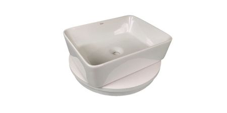 Раковина из сантехнического фарфора Sintesi SIN-LVB-APP-401 50х40 накладная цвет белый без отверстий под смеситель
