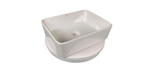 Раковина из сантехнического фарфора Sintesi SIN-LVB-APP-401 50х40 накладная цвет белый без отверстий под смеситель - фото 4