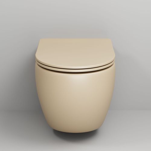 Унитаз подвесной Grossman Color GR-4411BEMS бежевый с сиденьем безободковый каскадный смыв - фото 3