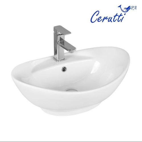 Раковина из сантехнического фарфора Cerutti SPA CR7003 60х40 накладная цвет белый 1 отверстие под смеситель - фото 4