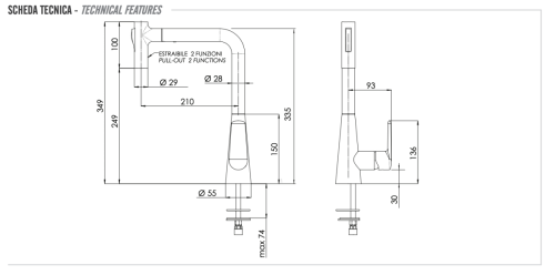 Смеситель для кухни Remer Vanity V81M на мойку хром - фото 2