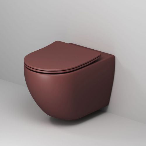 Унитаз подвесной Grossman Color GR-4411VIMS бордовый с сиденьем безободковый каскадный смыв - фото 2