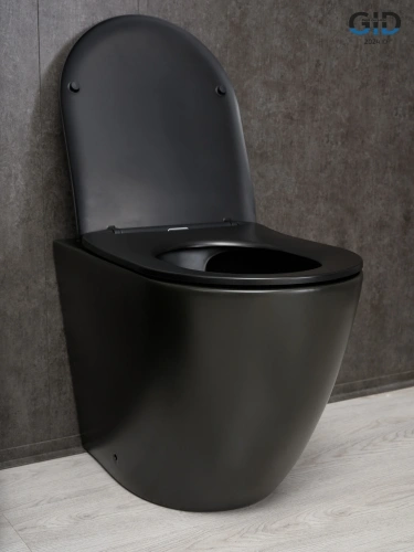 Унитаз приставной Gid Convexo 62214Y черный с сиденьем микролифт безободковый душевой смыв - фото 5