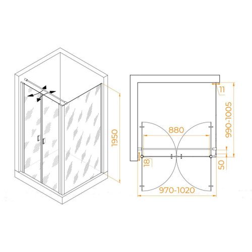 Душевой уголок RGW Passage 060813400-011 100х100 стекло прозрачное профиль хром без поддона - фото 2