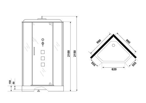 Душевая кабина Niagara Luxe 7717W 100х100 пятиугольная с крышей ориентация универсальная - фото 4