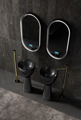 Раковина карбоновая Abber KARBON AK2003 50х50 напольная цвет черный без отверстий под смеситель - фото 3