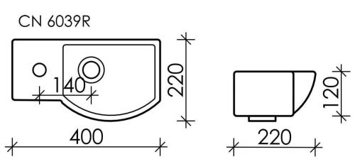 Раковина из сантехнического фарфора Ceramica Nova ELEMENT CN6039R 40х20 подвесная цвет белый 1 отверстие под смеситель - фото 3