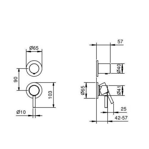 Смеситель для душа Fantini Nostromo 50 02 G481B встраиваемый в стену хром - фото 2