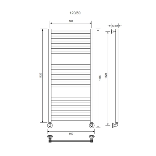Полотенцесушитель водяной Veconi Vero-B V12050B-B 50х120 черный - фото 3