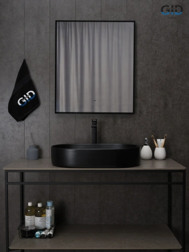 Раковина керамическая Gid Lago 53354 60х40 накладная цвет черный без отверстий под смеситель - фото 2