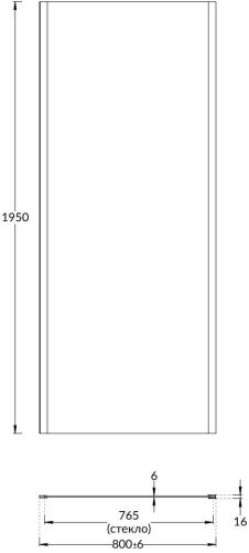 Душевая боковая панель Kerama Marazzi VETRO VE.80.FP.CR 80х195 стекло прозрачное профиль хром - фото 2