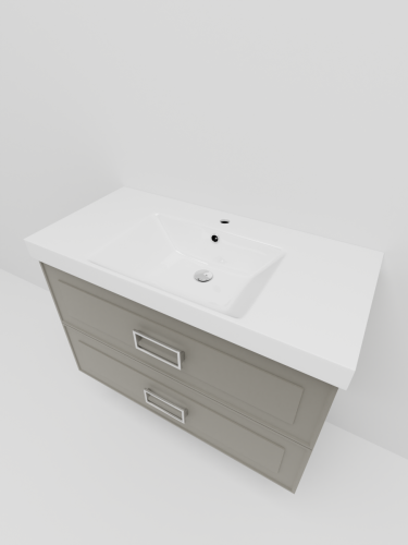 Тумба с раковиной La Fenice Cubo TWIN NFNC-01-CUB-C-100-2-1-100 100х50 подвесная цвет бежевый - фото 2