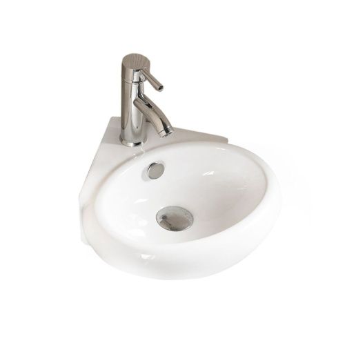 Раковина из сантехнического фарфора Melana E604-805 39х37 подвесная цвет белый 1 отверстие под смеситель - фото 4