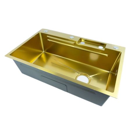 Кухонная мойка Fmark FSC003C 75х45 цвет золото поверхность матовая