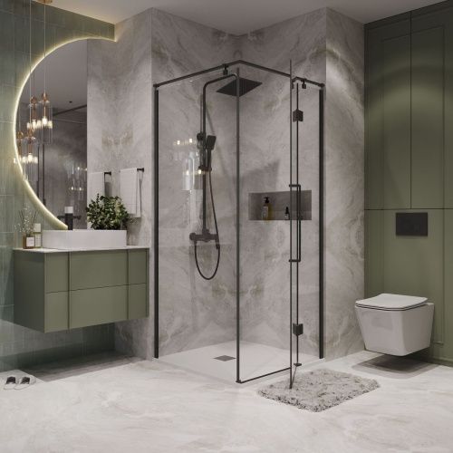 Душевой уголок Niagara Nova NG-6831-34BLACK 90х90 стекло прозрачное профиль черный без поддона - фото 3