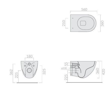 Чаша унитаза подвесная Galassia Dream 7317SA цвет бежевый без сиденья безободковая каскадный смыв