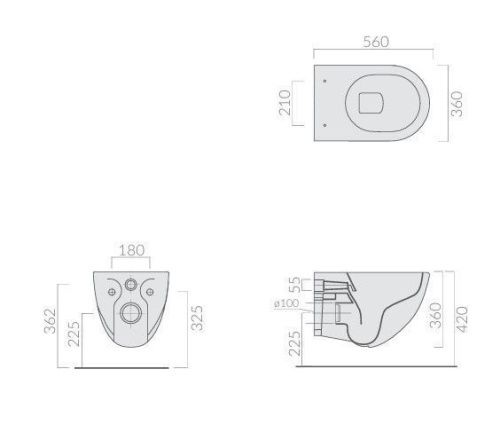 Чаша унитаза подвесная Galassia Dream 7317SA цвет бежевый без сиденья безободковая каскадный смыв - фото 3