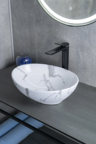 Раковина керамическая Gid Lago 54473 40х30 накладная цвет многоцветный без отверстий под смеситель - фото 4