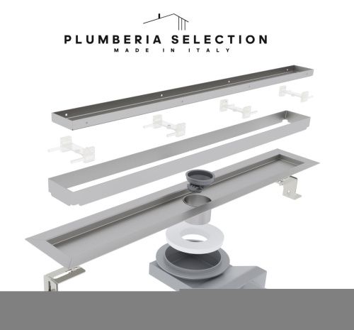 Душевой лоток Plumberia Selection PST IN-TILE PST100MT 100х5 нержавеющая сталь - фото 3