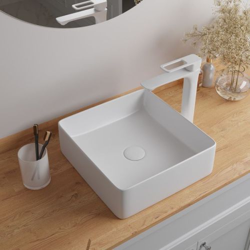 Раковина керамическая Iddis Slide SLIWS01i27 40х40 накладная цвет белый без отверстий под смеситель - фото 5
