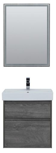 Комплект мебели: тумба с раковиной + зеркало Aquanet Nova Lite 00242920 61x46x145 напольный/подвесной цвет коричневый - фото 5