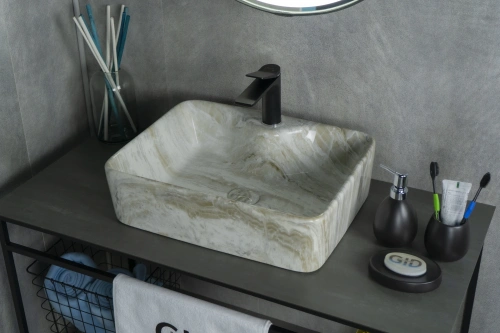 Раковина керамическая Gid Geométrico 54460 50х40 накладная цвет многоцветный 1 отверстие под смеситель - фото 5