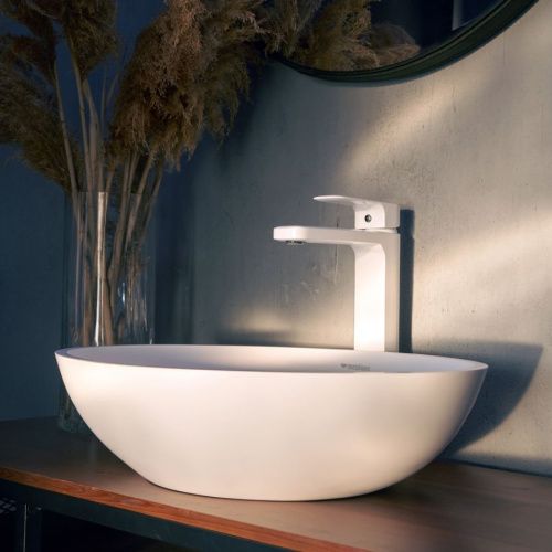 Раковина из искусственного камня MonteBianco Conca 480 12093 50х30 накладная цвет белый без отверстий под смеситель - фото 3