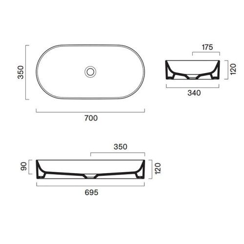 Раковина керамическая Catalano Zero 122700001 70 см накладная цвет белый без отверстий под смеситель - фото 2