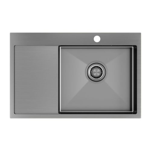 Кухонная мойка Paulmark VELTEN 78F PM807851-GMR 80х50 цвет вороненая сталь поверхность брашированная