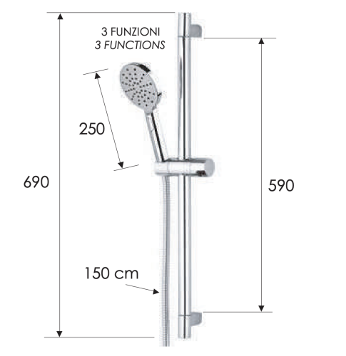 Душевой гарнитур Remer  315R318MP настенный хром - фото 2