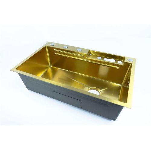 Кухонная мойка Fmark FSC002C 75х45 цвет золото поверхность матовая - фото 3