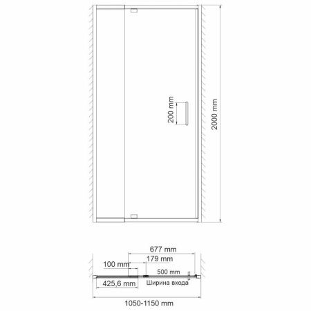Душевая дверь Wasserkraft Berkel 48P 48P13 110х200 стекло прозрачное профиль хром