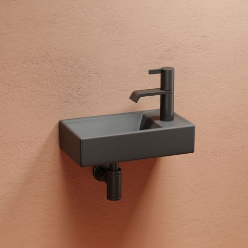 Раковина из сантехнического фарфора Ceramica Nova ELEMENT CN6051LMDH 40х20 подвесная цвет черный 1 отверстие под смеситель - фото 2