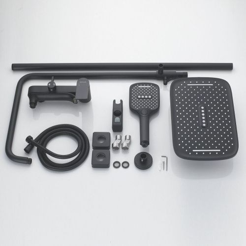 Душевая стойка Shevanik S4136H настенная цвет черный - фото 4